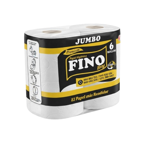 Paquete de papel higiénico jumbo Fino Rey x6 de 60 metros